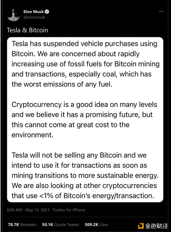 金色观察 | 细数Elon Musk对BTC的误解 - 第1张  | 比特币-比特币价格-比特币行情交易交流平台