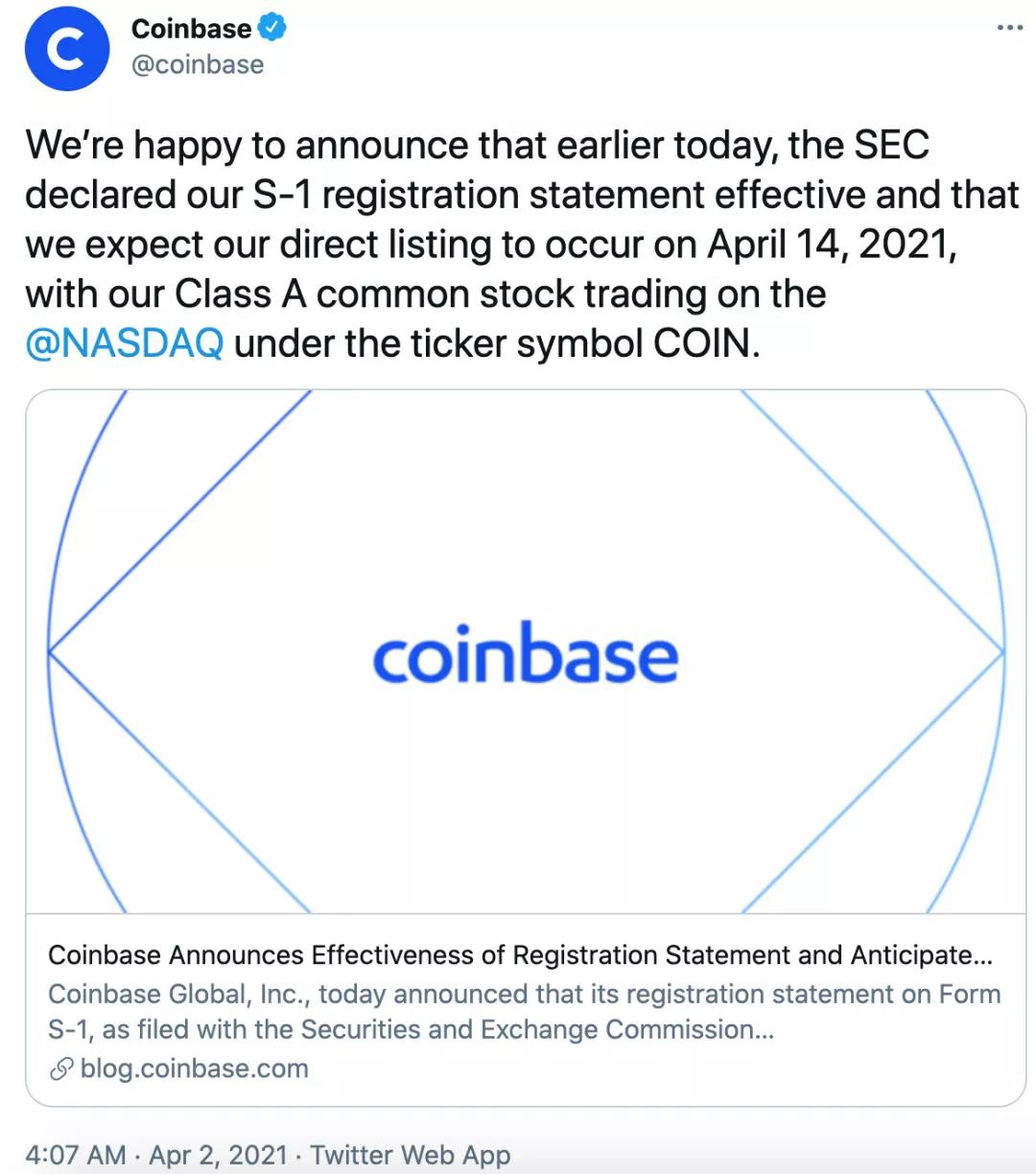 Coinbase开启了牛市的新阶段 - 第1张  | 比特币-比特币价格-比特币行情交易交流平台