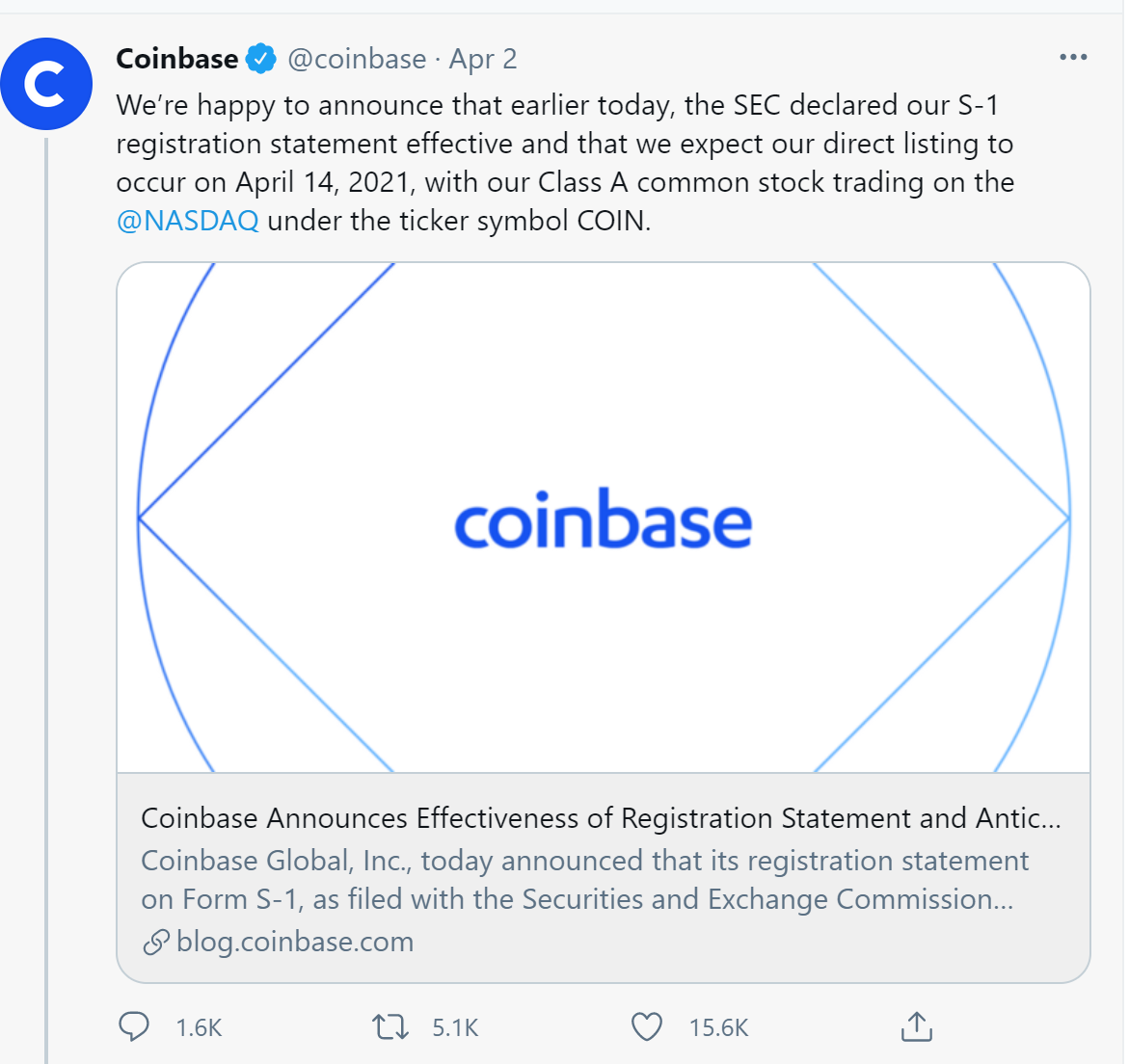 欧易CEO郝杰：coinbase作为加密资产交易所的上市尚处于市场探索的初级阶段 - 第1张  | 比特币-比特币价格-比特币行情交易交流平台